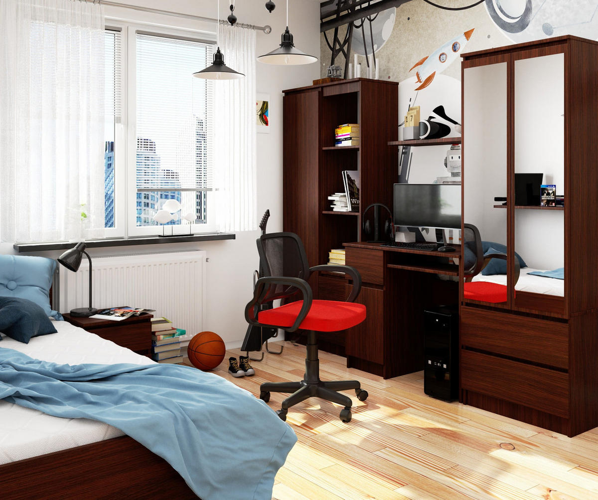 SCHREIBTISCH Rechts Piksel, Wenge, B90xH77xT50 cm - Wengefarben, Holz (50/90/77cm) - Milordbikes