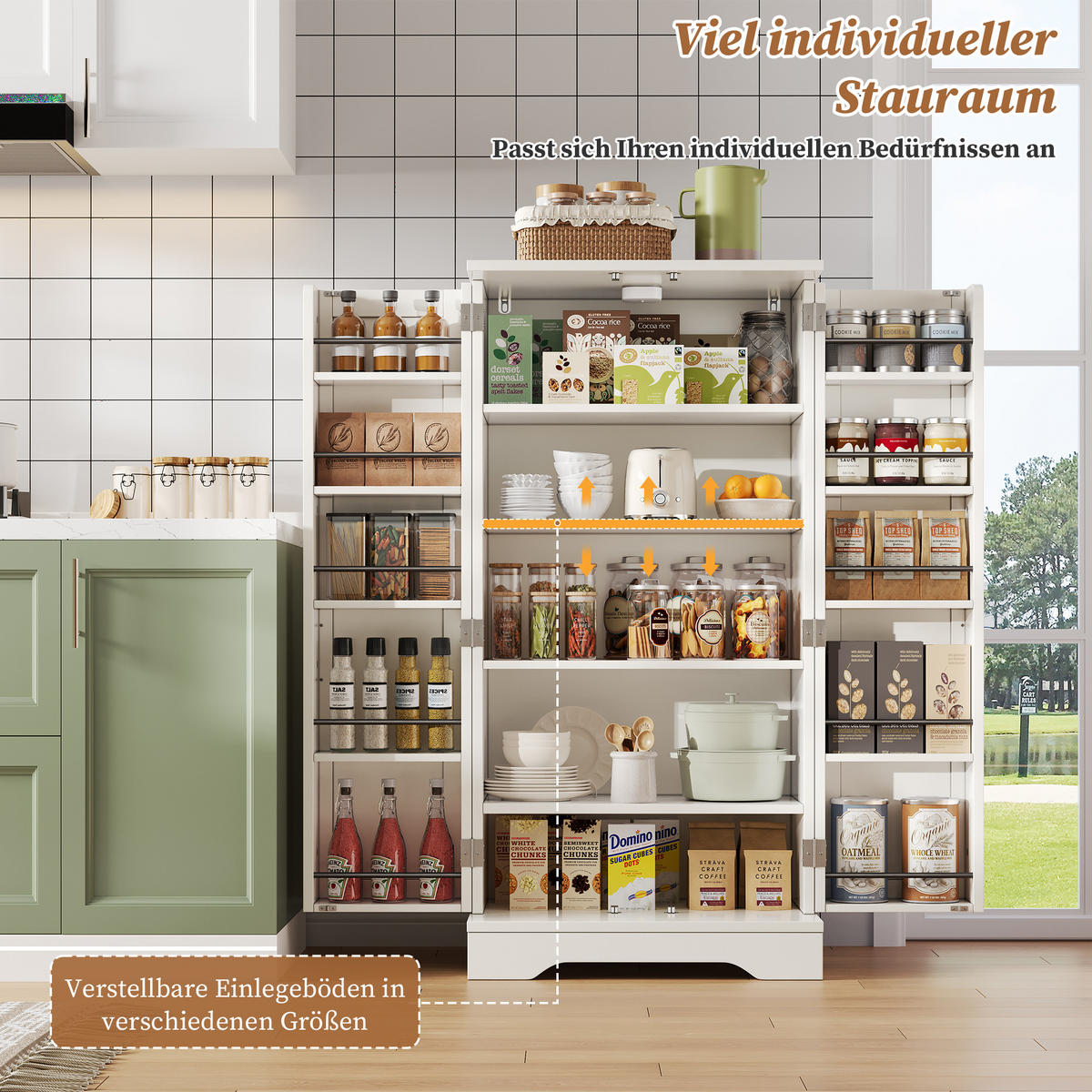 AUFBEWAHRUNGSSCHRANK 120x60x40cm Weiß mit LED Licht & Wellentüren - Weiß, Holzwerkstoff (40/120/60cm) - Modfu