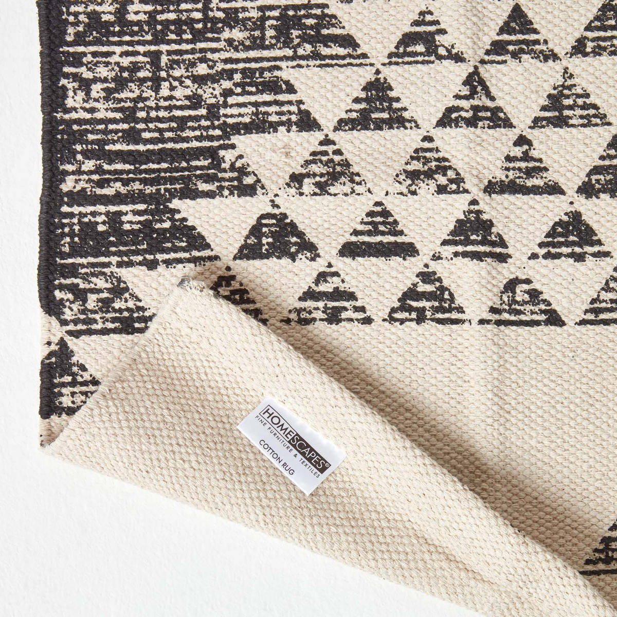 BAUMWOLLTEPPICH-LÄUFER Delphi geometrisch 66/200 cm - Schwarz, Textil (66/200cm) - Homescapes