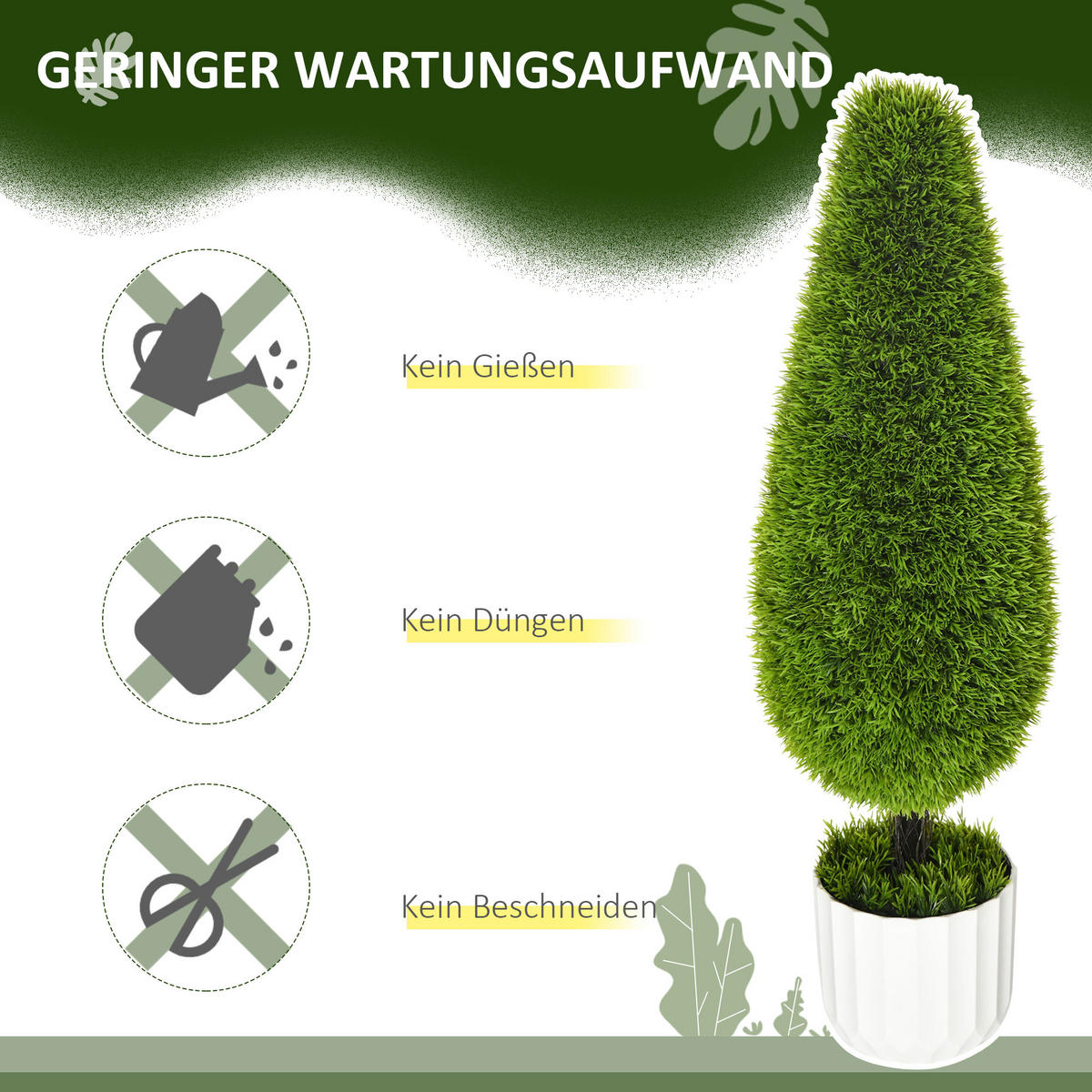 KÜNSTLICHE Pflanzen, PE, Kunststoff Grün - Grün, Kunststoff (90cm) - HOMCOM