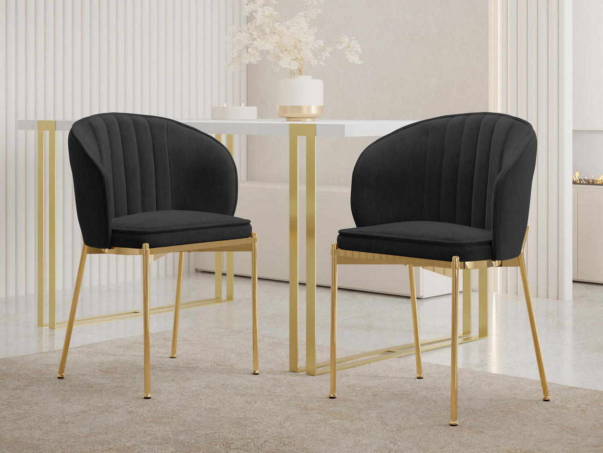 STUHL-SET Muz DC-1259/GL - Goldfarben/Schwarz, Textil/Metall (57/82/58cm) - MIRJAN24