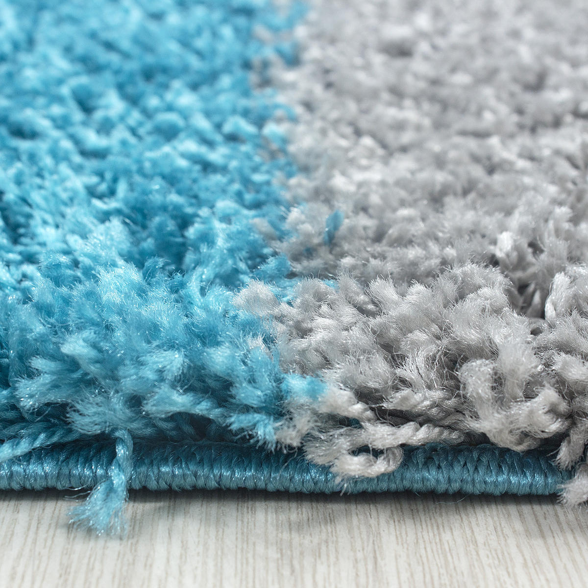TEPPICH Hochflor Karo Polypropylen Wohnzimmer Shaggy Türkis Rechteckig 120x170 - Türkis, Textil (120/170cm) - KADIMA DESIGN