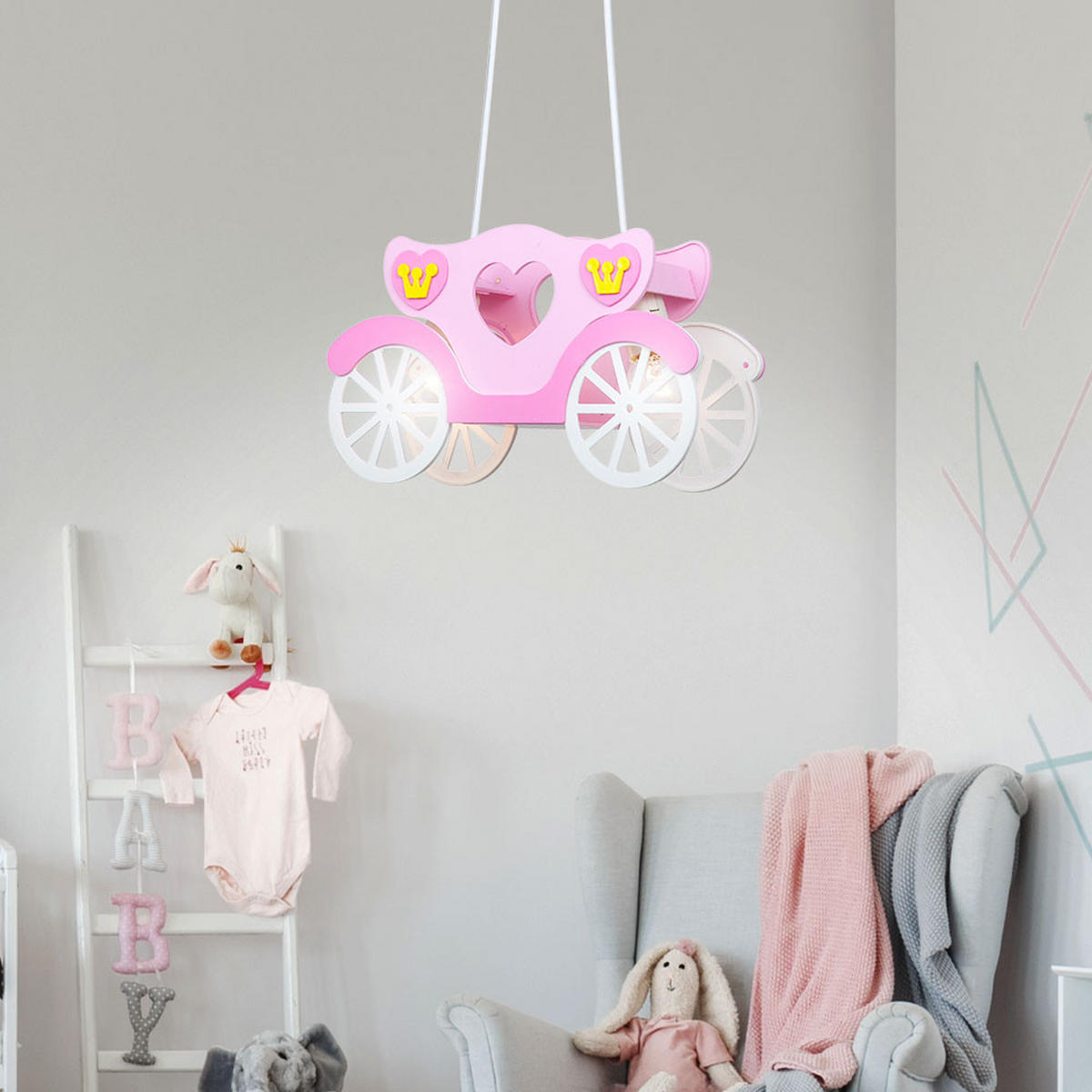KINDERHÄNGELEUCHTE KITA Kunststoff Rosa - Rosa, Kunststoff (75/10.5/33cm) - Globo Lighting