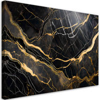 LEINWANDBILD Schwarz-weißer Marmor mit Gold 90x60cm - Schwarz, Textil (90/60cm) - Feeby