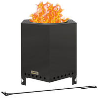 FEUERSCHALE, Metall, Edelstahl, Schwarz - Schwarz, Metall (38.8/46.5/45cm) - Outsunny