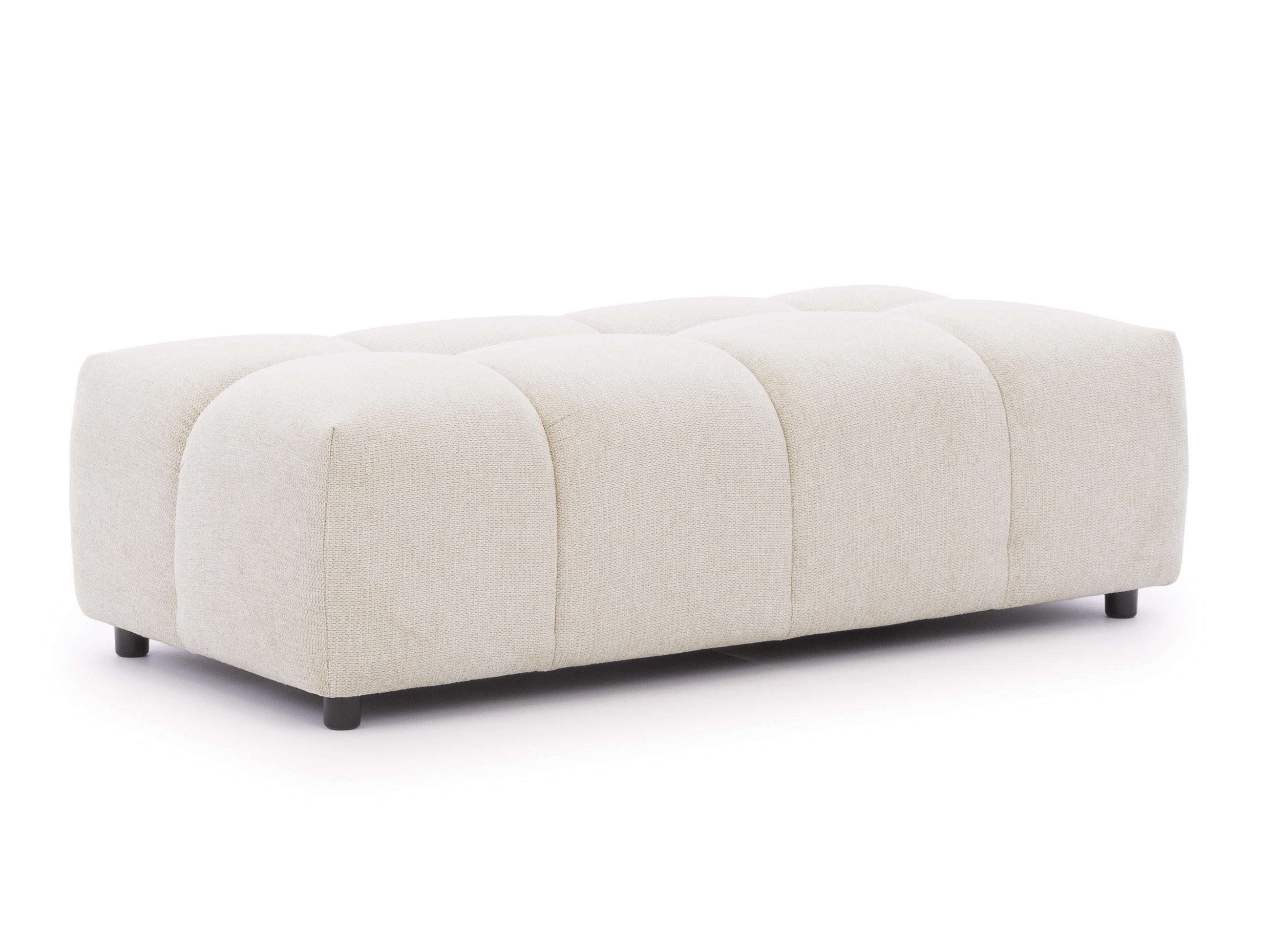 HOCKER Bubble mit Sitzfläche in Bubble-Optik aus weichem Hellbeige Strukturstoff mit schöner Sitzkomfort - Beige/Schwarz, Holz/Kunststoff (147/42/74cm) - S-Style Möbel
