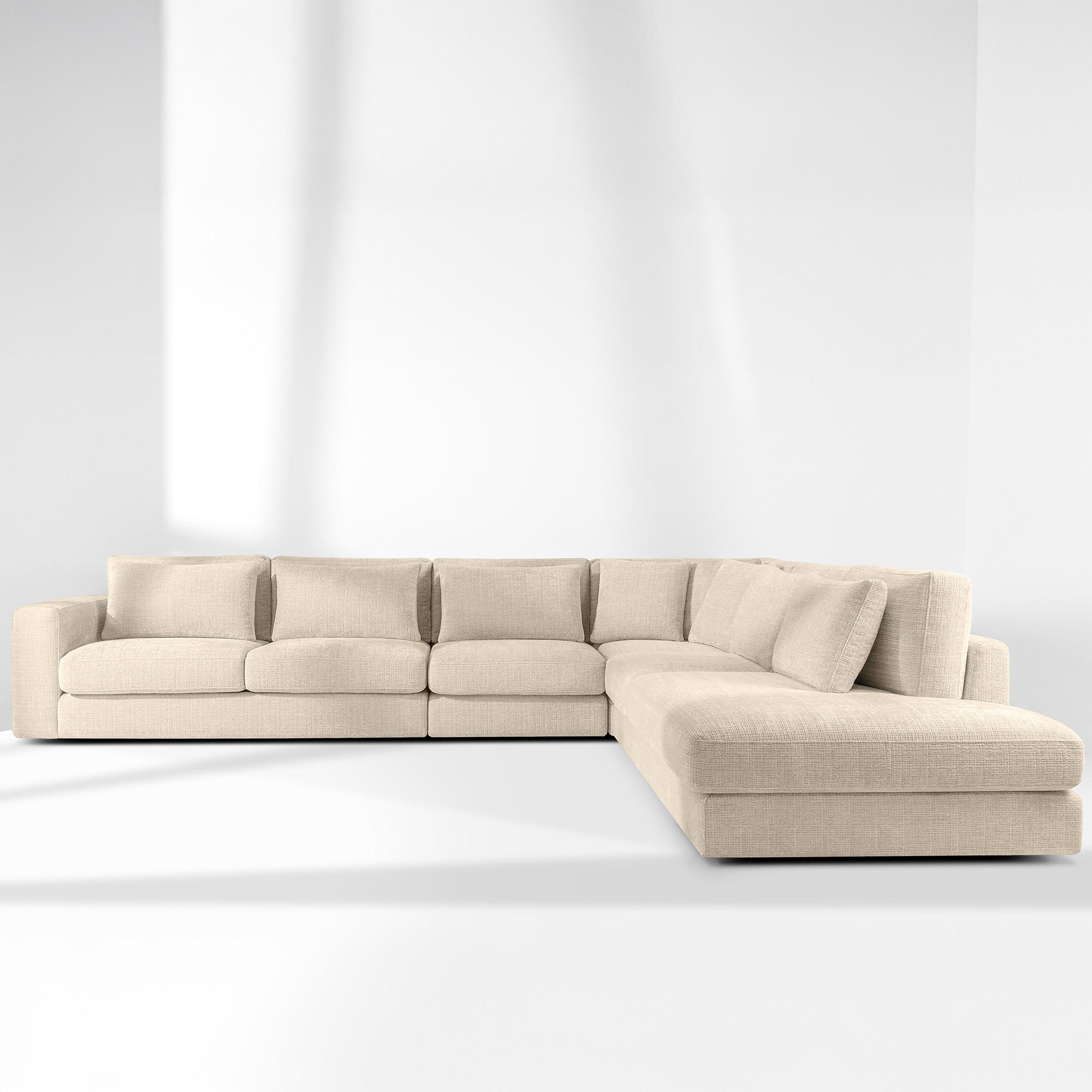 ECKSOFA XL rechts VERUS - Creme, Holz/Holzwerkstoff (377/328cm) - KONSIMO®