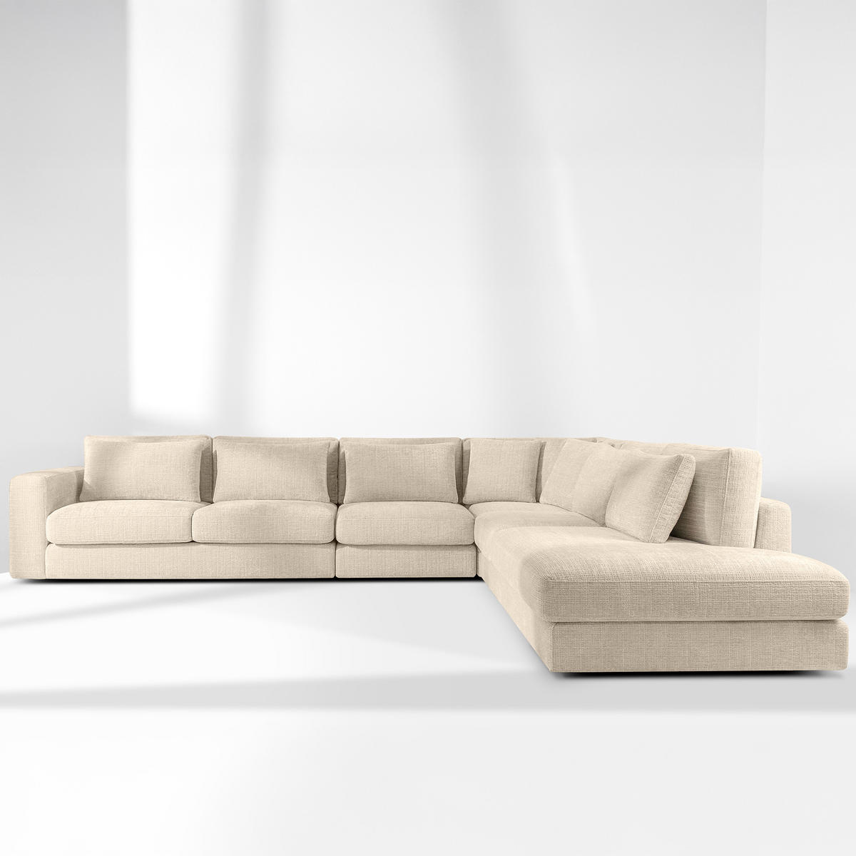 ECKSOFA XL rechts VERUS - Creme, Holz/Holzwerkstoff (377/328cm) - KONSIMO®
