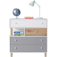 KOMMODE Figo für Jugendzimmer, mit 4 Schubladen - Eiche Artisan/Weiß, Holz/Holzwerkstoff (90/90/40cm) - Beautysofa