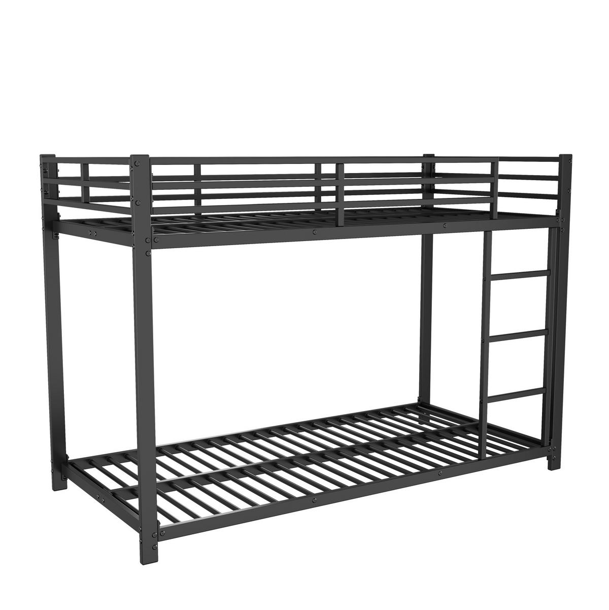 ETAGENBETT 90/200 cm aus Metall in Schwarz – platzsparend und stabil - Schwarz, Metall (90/200cm) - BEAOK