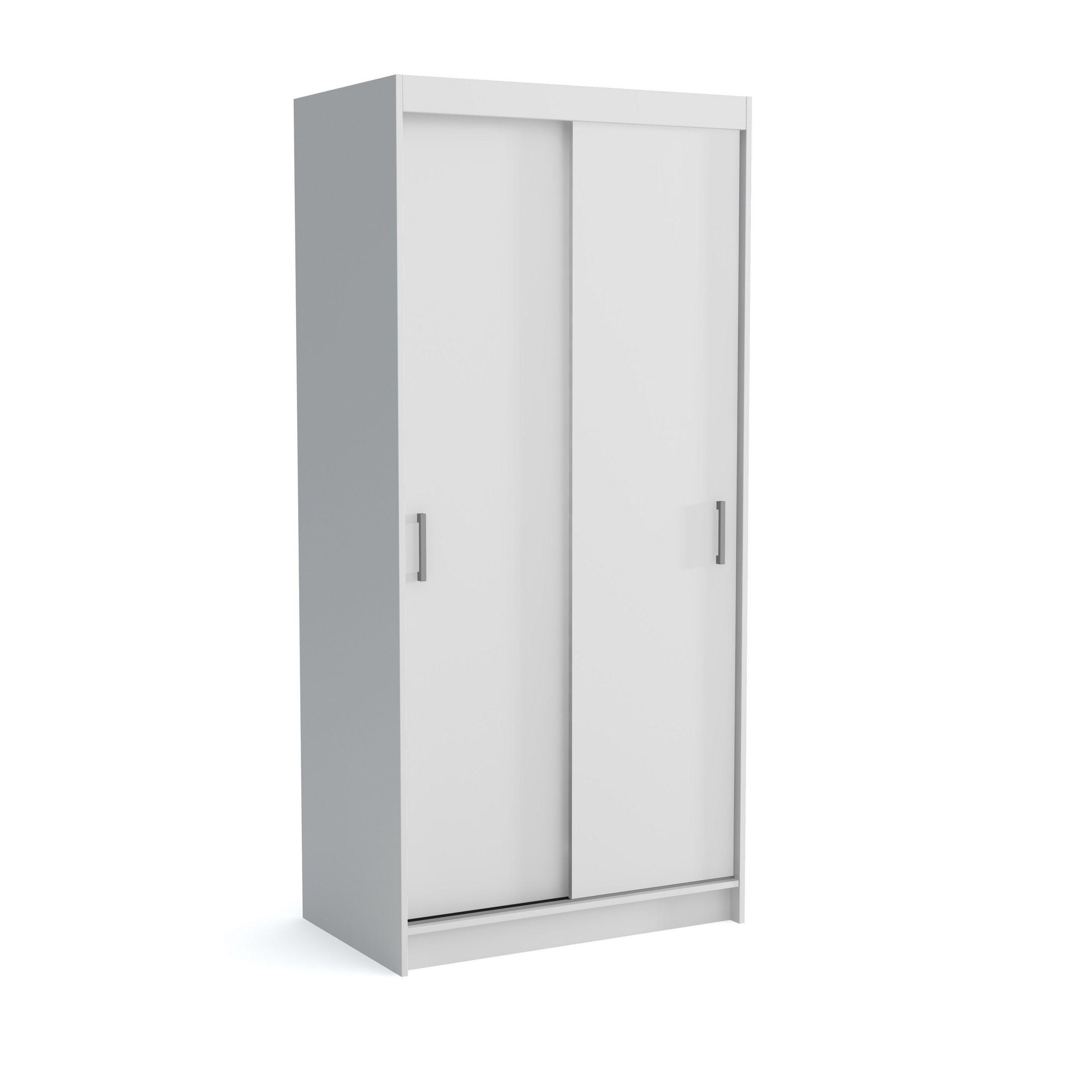 SCHWEBETÜRENSCHRANK NICOLA 100/215/60 cm 2-türig mit Spiegel Weiß - Weiß, Holzwerkstoff (100/215/60cm) - MASSENO