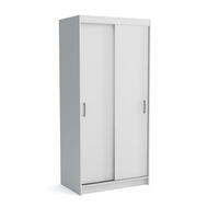 SCHWEBETÜRENSCHRANK NICOLA 100/215/60 cm 2-türig mit Spiegel Weiß - Weiß, Holzwerkstoff (100/215/60cm) - MASSENO