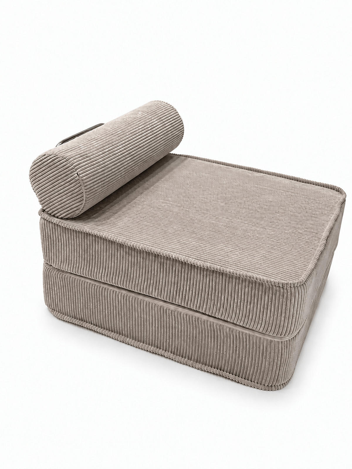 SCHLAFSESSEL ausklappbar, modularer Bodensessel mit Rückenrolle in Taupe - Taupe, Textil (80/62/95cm) - SURB