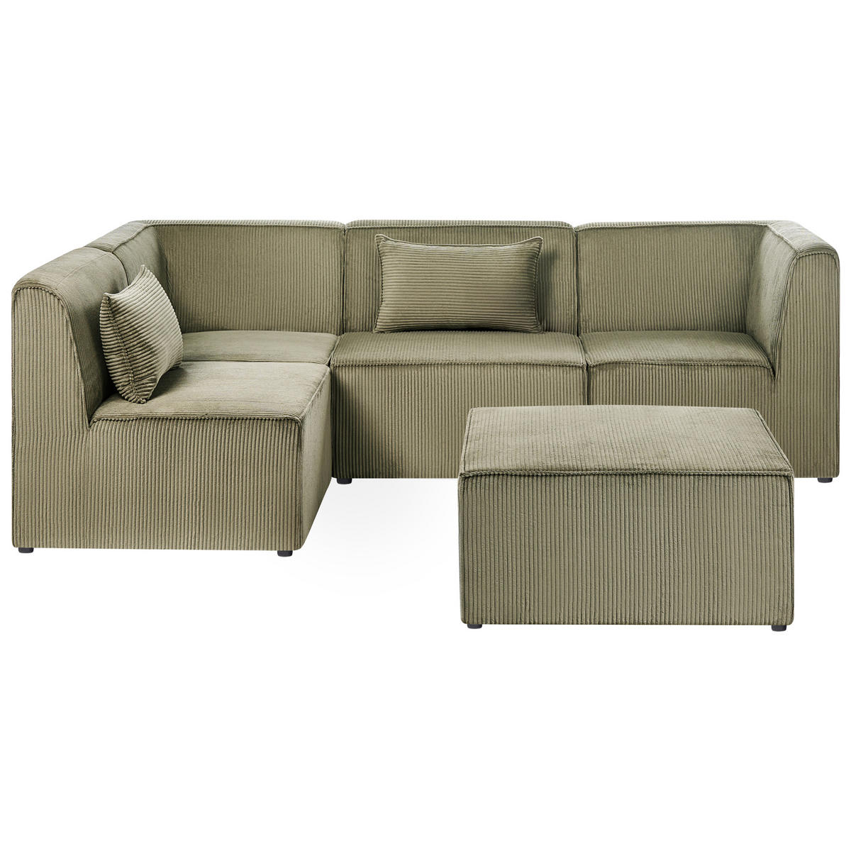COLȚAR modul cu 4 locuri pe partea dreaptă verde reps reiat cu otomană Lemvig - verde, material textil (250/166cm) - Beliani