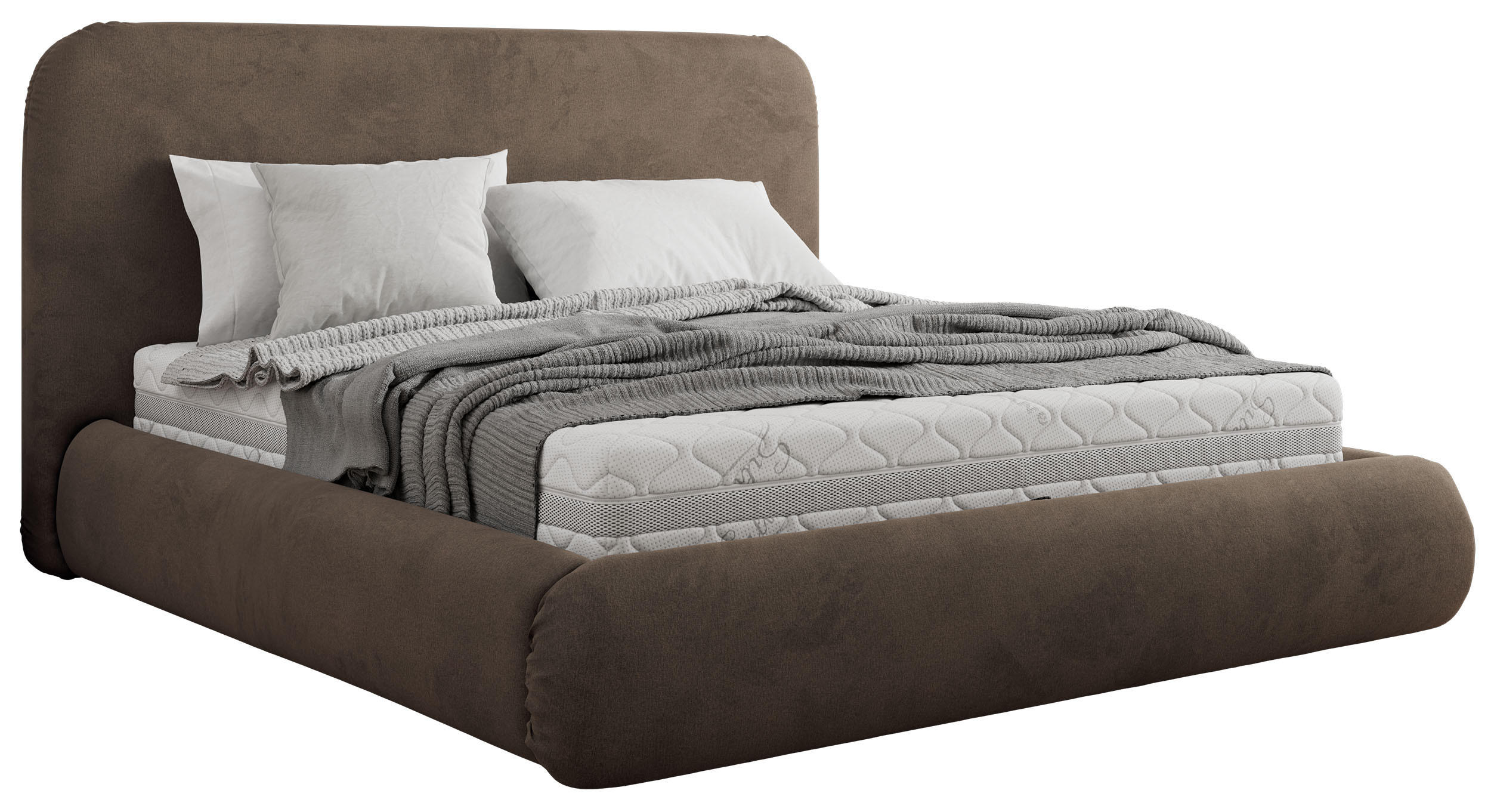 POLSTERBETT BENEA CLASSIC 140/200 - Braun Velvet - Pocket-Matratze - Braun, Textil (140/200cm) - MKS