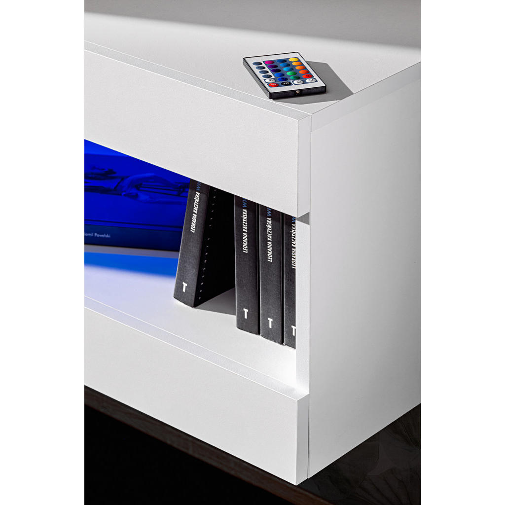 Thumbnail - Komodee 2-Er, Eiche Wotan, Weiß, Glas, Holzwerkstoff, 200x41x35 cm, Wohnzimmer, Wohnwände, Anbauwände