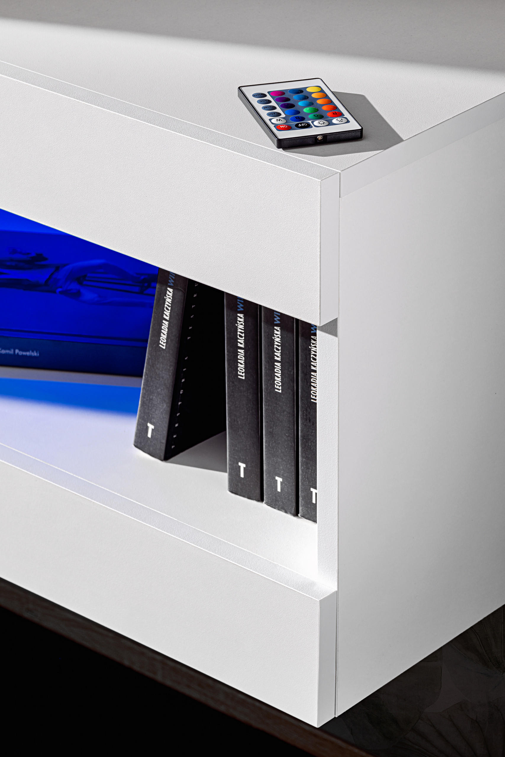 Thumbnail - Komodee 2-Er, Eiche Wotan, Weiß, Glas, Holzwerkstoff, 200x41x35 cm, Wohnzimmer, Wohnwände, Wohnwand-Sets