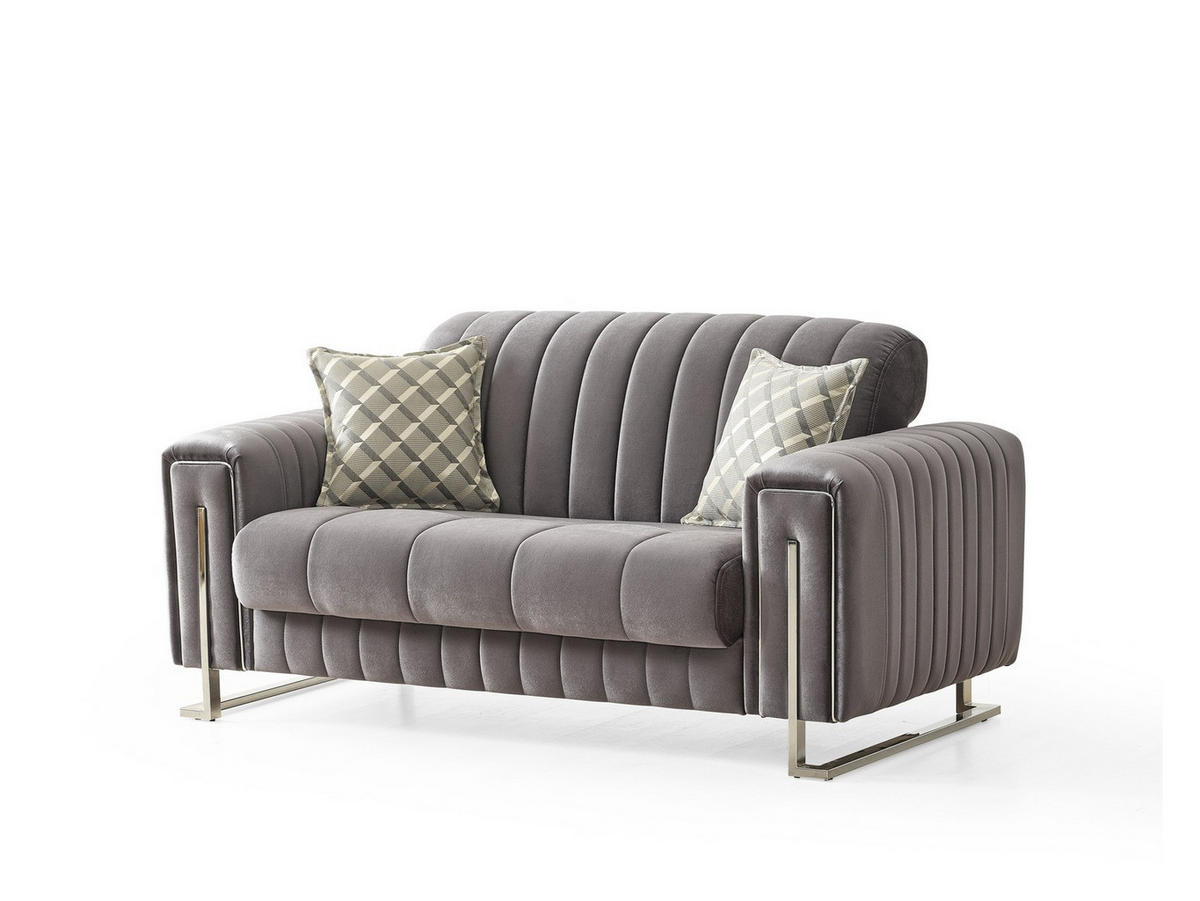 SITZGARNITUR Kochi, Grau Stellvariante 2+1 - Grau, Holzwerkstoff/Metall (178/85/95cm)