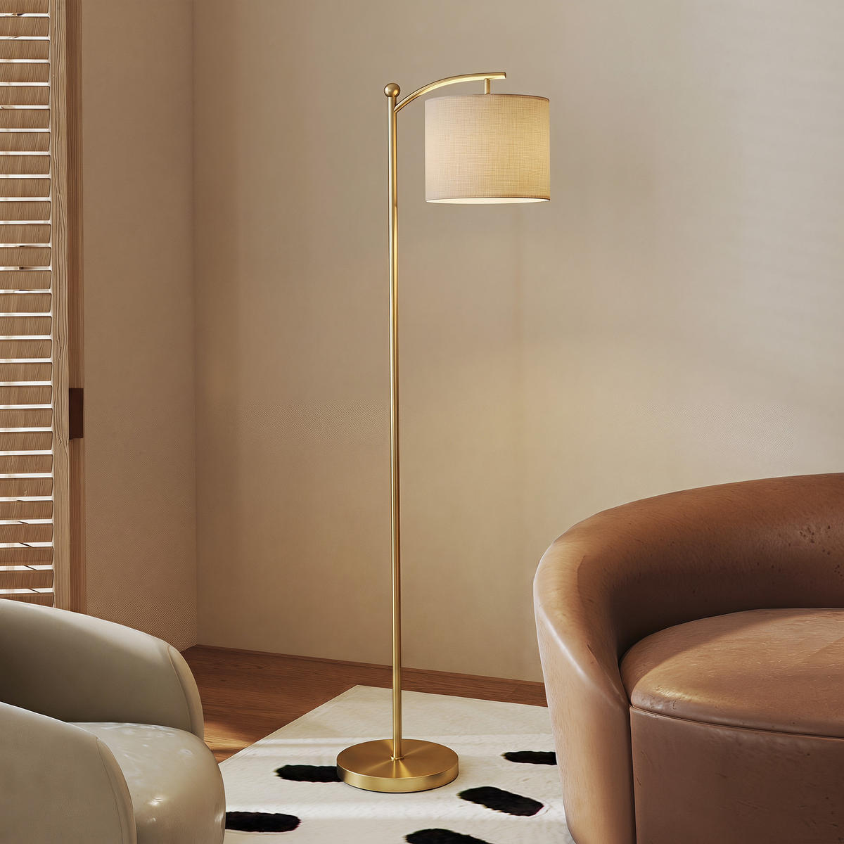 STEHLAMPE Metall Stoff Gold - Goldfarben, Metall (54.3/30.6/159.6cm) - HOMCOM