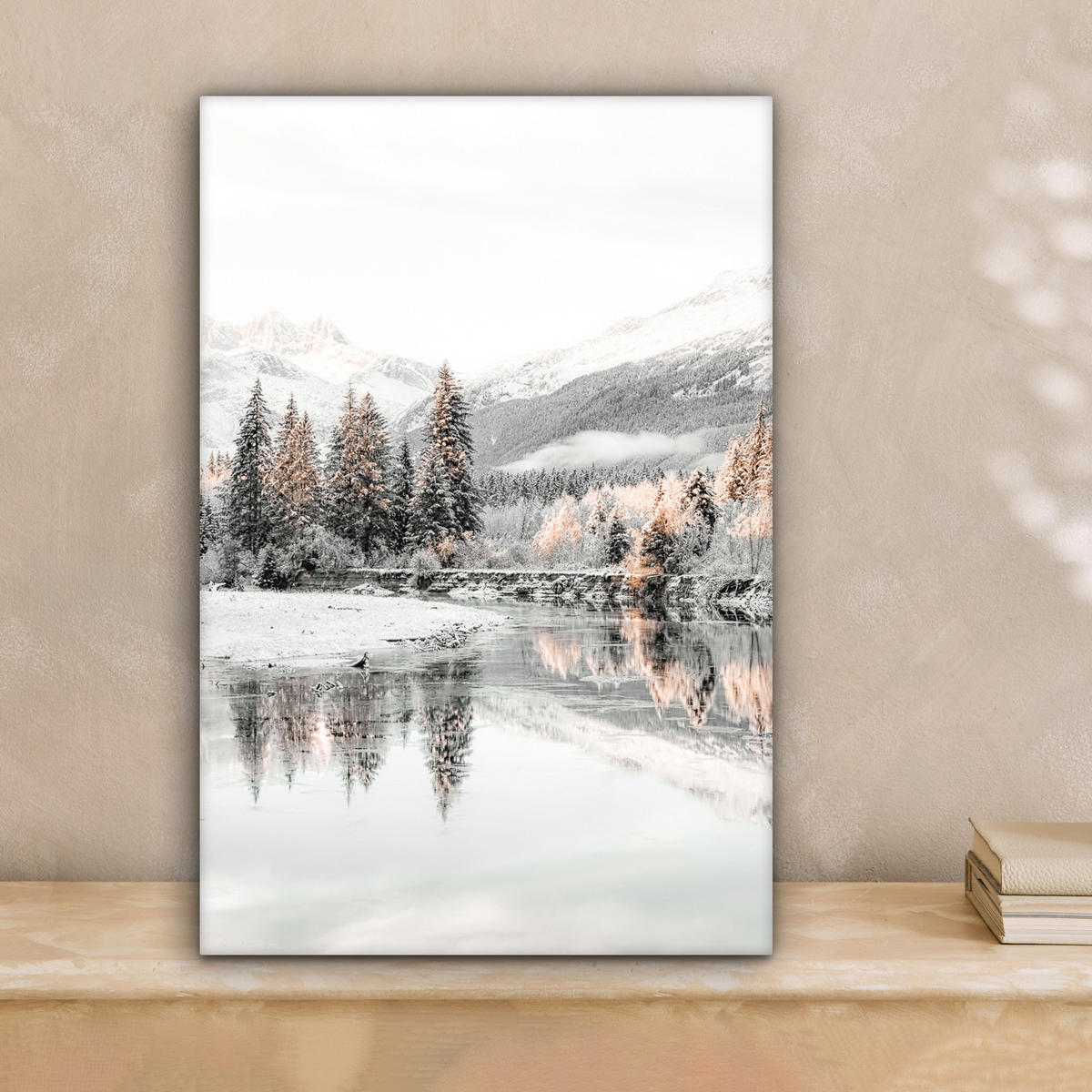 LEINWANDBILD Natur - Winter - Bäume - Berge - Schnee 20x30 cm - Weiß Hochglanz, Textil (20/30cm) - MuchoWow