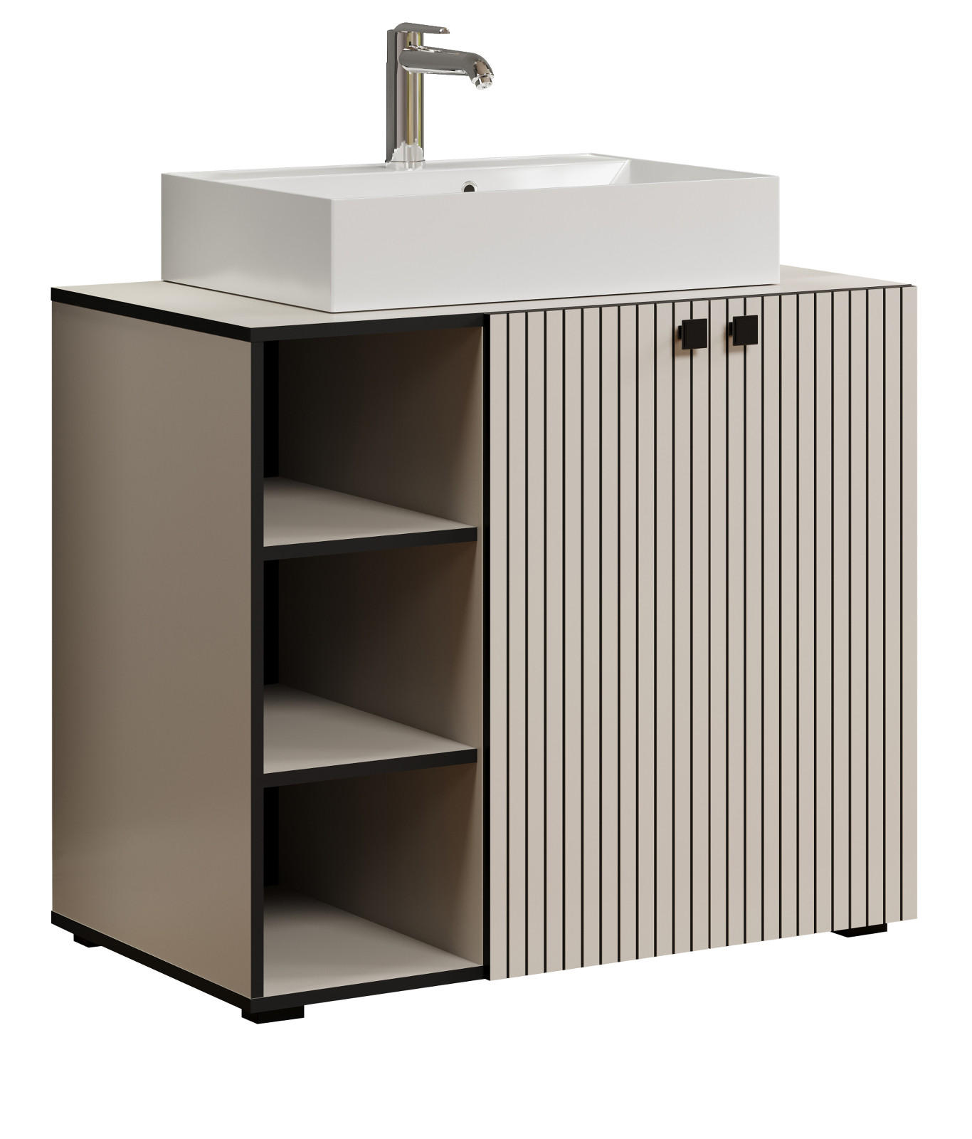 Top.Furn Waschtisch Kaschmir, Grau, Schwarz 90x91x53 cm