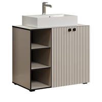 WASCHTISCH Kaschmir, Grau 90 cm, Set inklusive Waschbecken - Kaschmir/Schwarz, Holzwerkstoff/Metall (90/91/53cm) - Top.Furn