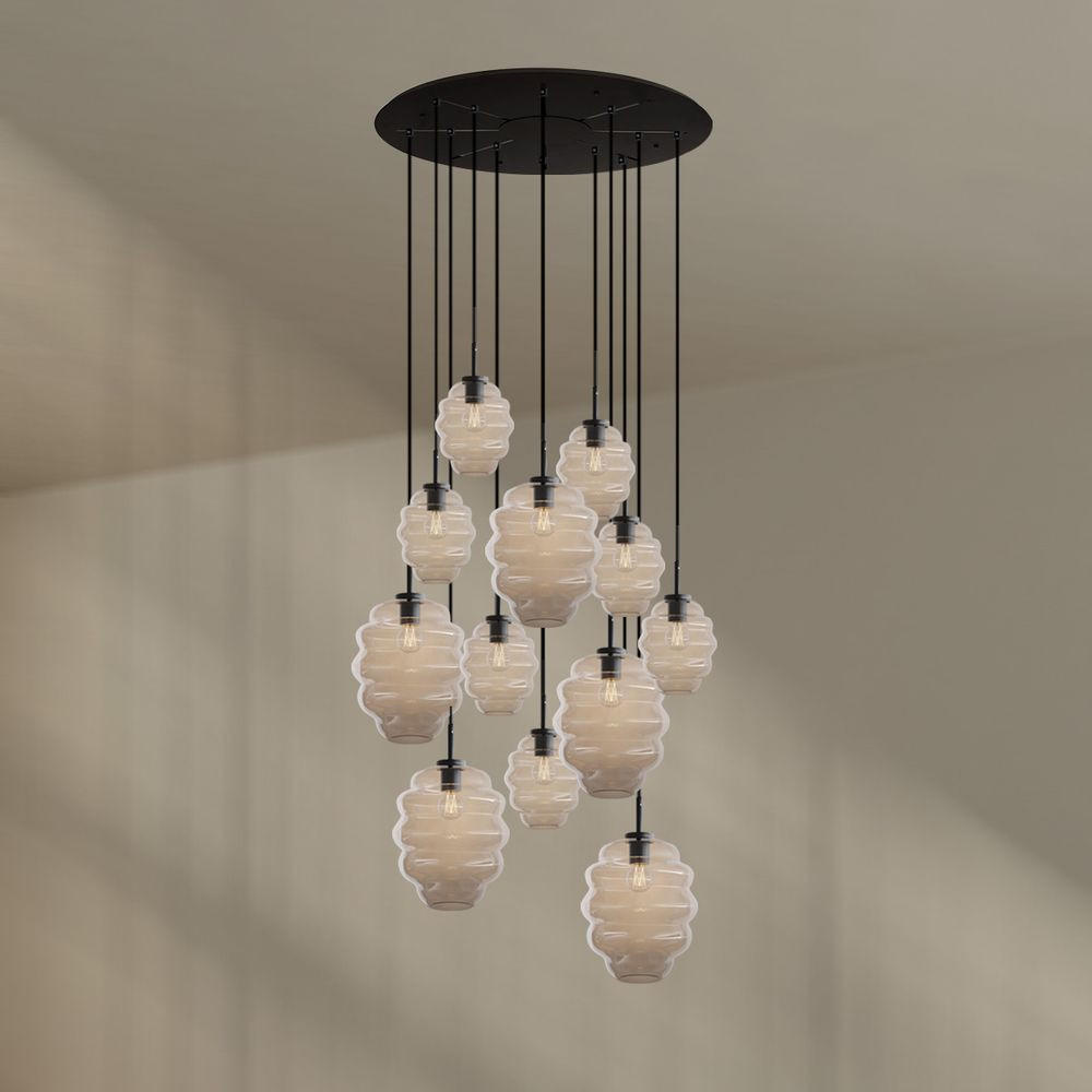 GALERIELEUCHTE Echos 12-flammig Klar Ø 18/25cm - Klar/Schwarz, Glas (18/18/20cm) - s.luce