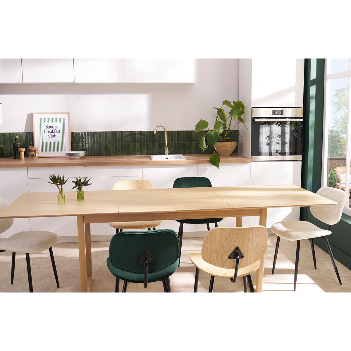 ESSTISCH Ausziehbar Eichenfurnier L160-240 cm LAHO - Eiche Bianco, Holz (240/90/75cm) - Miliboo