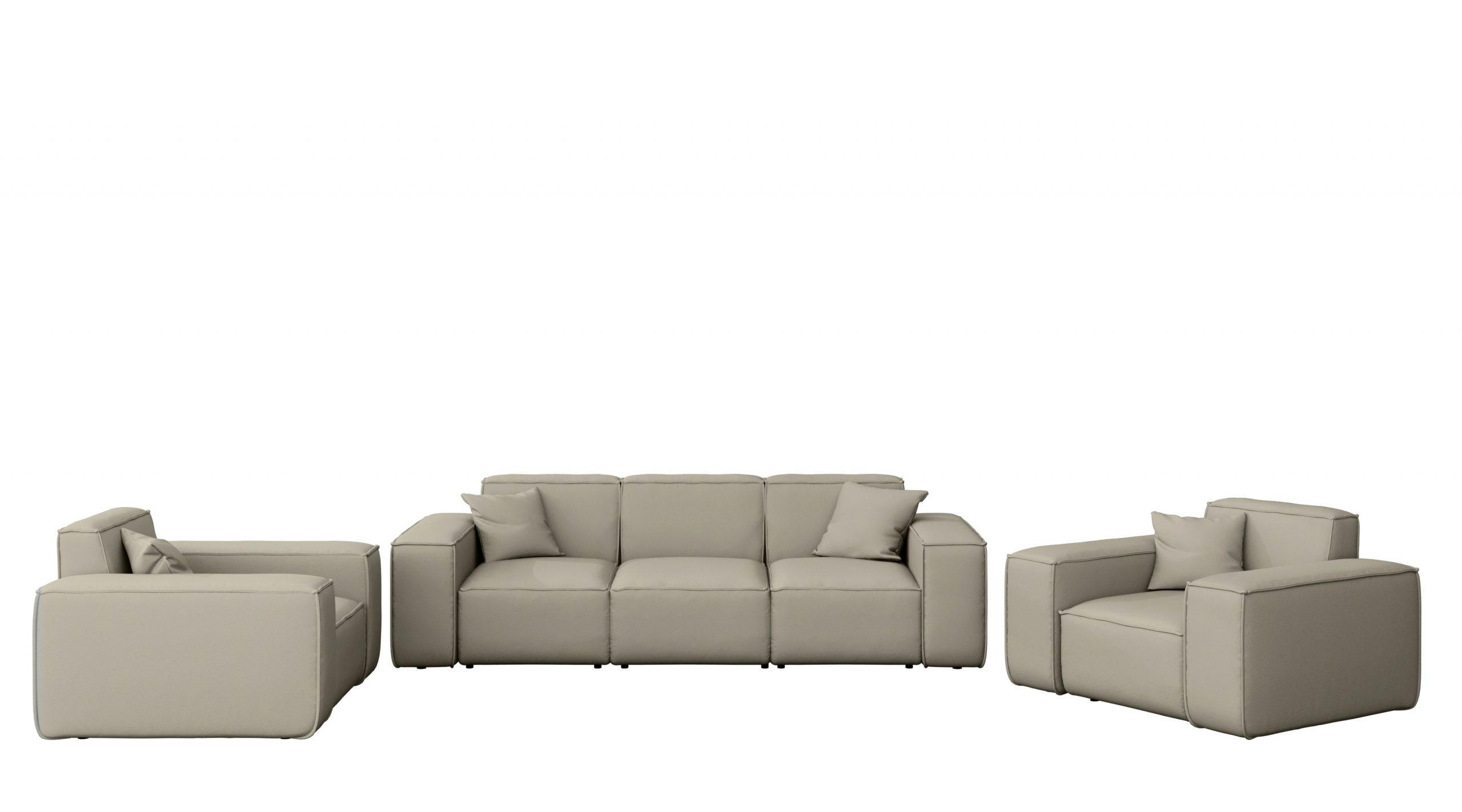 LOUNGEGARNITUR 3 1 1 Gartenmöbel, MALIBU Stoff Odyssey Dunkelbeige - Beige, Holz - Kaiser Möbel