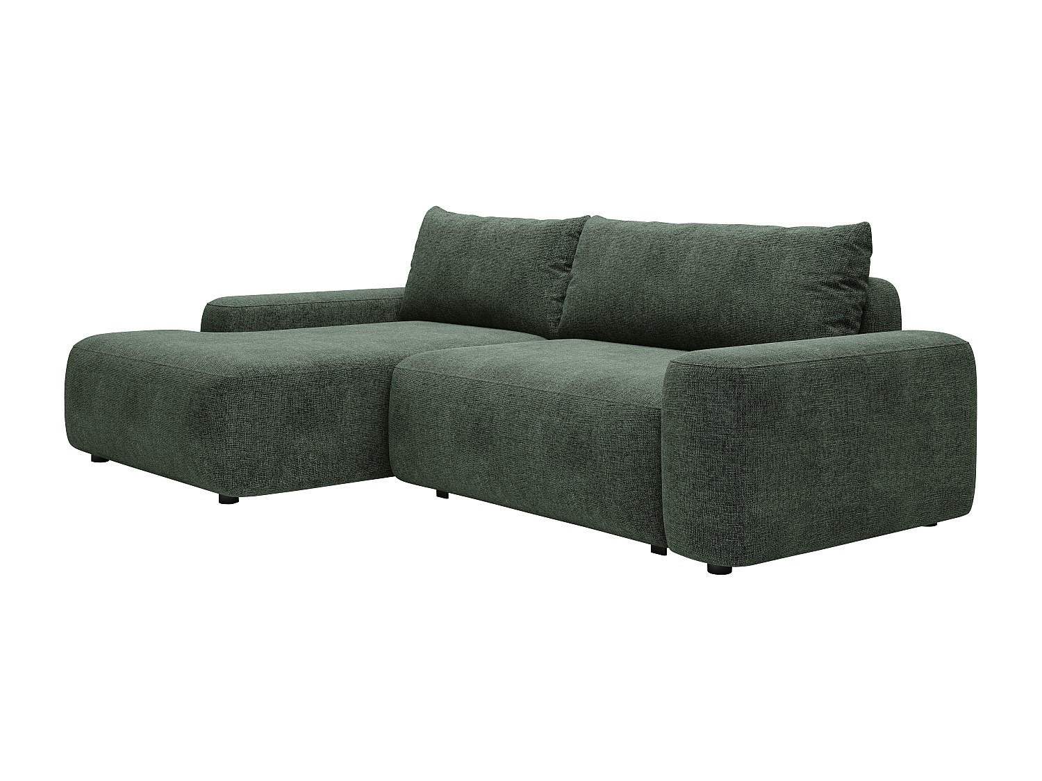 ECKSOFA mit Schlaffunktion - Ecke links - Strukturstoff - Grün - DAVISO - Grün, Textil (264/162cm) - Vente-Unique
