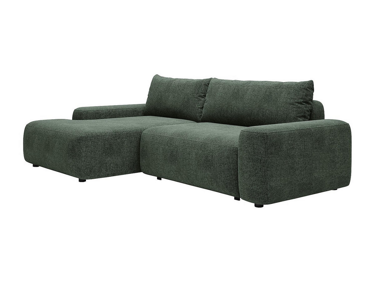 ECKSOFA mit Schlaffunktion - Ecke links - Strukturstoff - Grün - DAVISO - Grün, Textil (264/162cm) - Vente-Unique