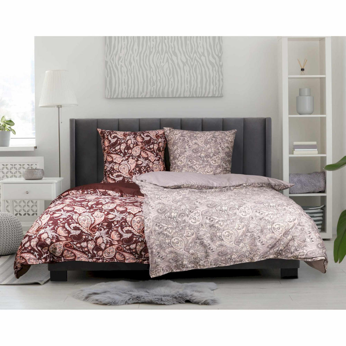 SATIN BETTWÄSCHE SALMLO - Grau, Textil (135/200cm) - Esprit