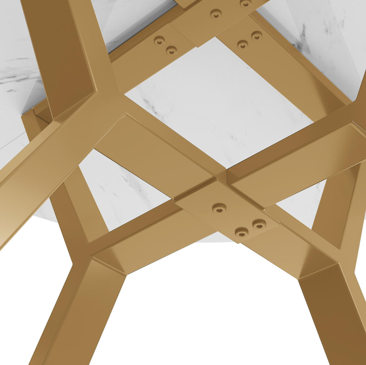 ESSTISCH rund Ø 100 cm MDF Marmoroptik Weiß Gold - Weiß, Holz (100/100/75cm) - Meubliv
