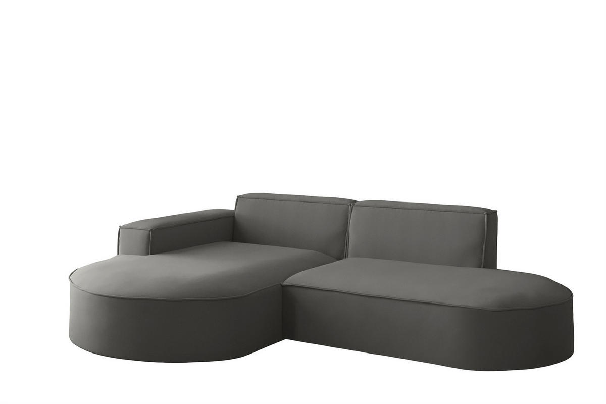 ECKSOFA Palma Xs Ottomane Opera Velvet - Anthrazit, Holzwerkstoff/Textil (236/165cm) - Fun Möbel