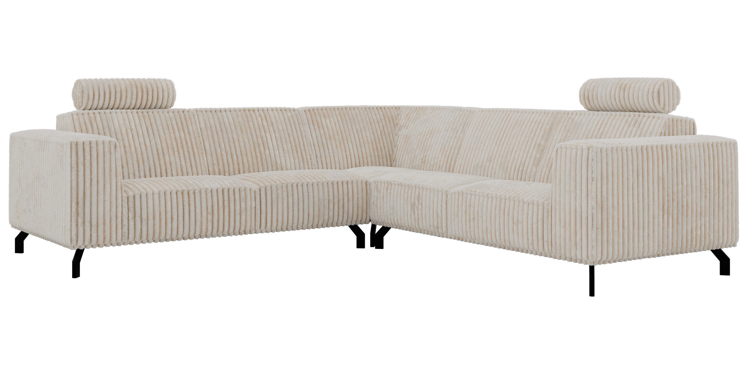 ECKSOFA VESANO L - Beige Cord - Beige/Creme, Textil/Metall (260/260cm) - MKS