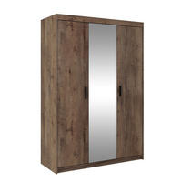 KLEIDERSCHRANK Storicos Eiche Lefkas 133/190,5/53 cm - Modern mit Spiegel 3-türig - Braun, Holzwerkstoff/Kunststoff (133/190.6/53cm) - AX Living