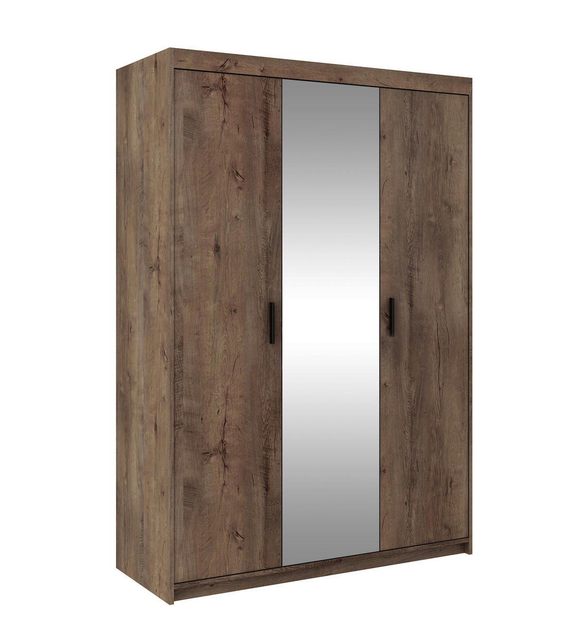 KLEIDERSCHRANK Storicos Eiche Lefkas 133/190,5/53 cm - Modern mit Spiegel 3-türig - Braun, Holzwerkstoff/Kunststoff (133/190.6/53cm) - AX Living