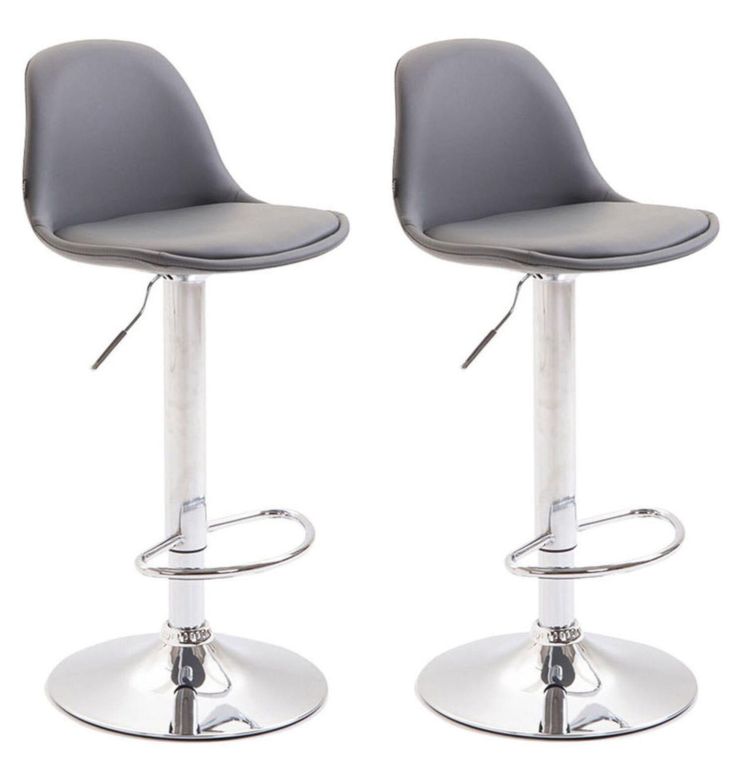 BARHOCKER Kilian, 2er Set, Gestell Metall in Chromoptik, Vollgepolstert, Kunstleder Grau - Chromfarben/Grau, Kunststoff/Textil (39/100/43cm) - TPFLiving