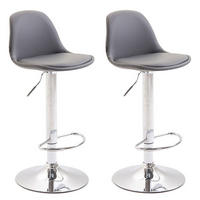 BARHOCKER Kilian, 2er Set, Gestell Metall in Chromoptik, Vollgepolstert, Kunstleder Grau - Chromfarben/Grau, Kunststoff/Textil (39/100/43cm) - TPFLiving