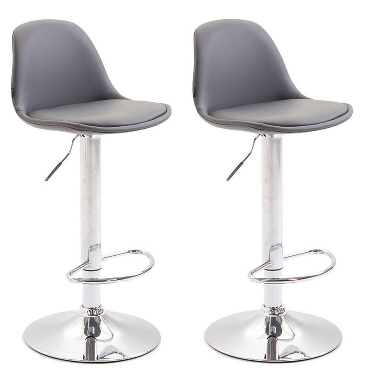 BARHOCKER Kilian, 2er Set, Gestell Metall in Chromoptik, Vollgepolstert, Kunstleder Grau - Chromfarben/Grau, Kunststoff/Textil (39/100/43cm) - TPFLiving