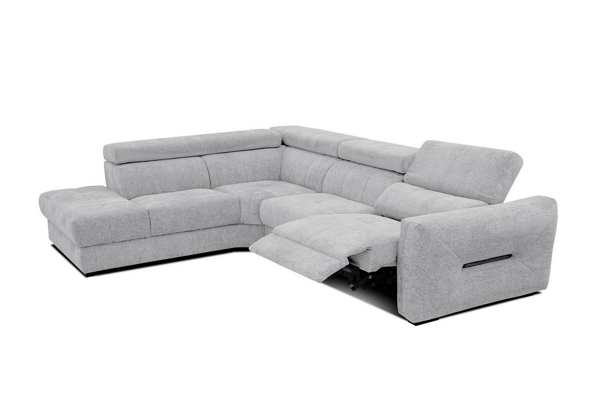 ECKSOFA CALVERA 5-Sitzer mit 1 Relaxfunktion, hellgrau - Hellgrau, Holzwerkstoff/Textil (239/298cm) - Courtois Laville
