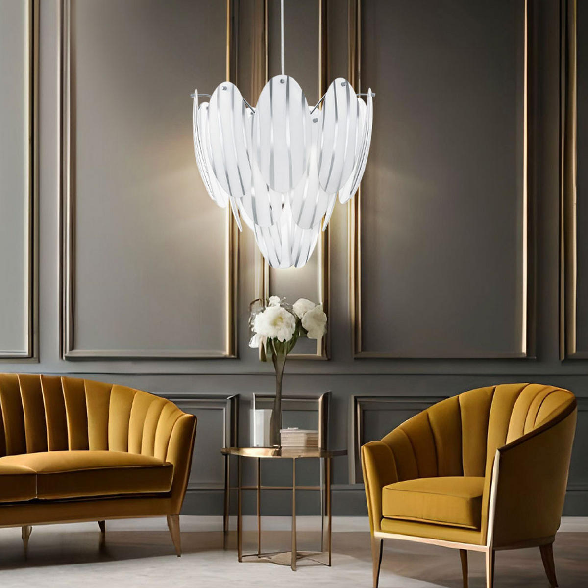 HÄNGELEUCHTE Glas Stahl Chrom Silber - Silberfarben, Glas (39/39/110cm)