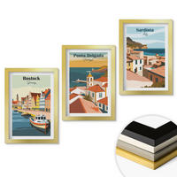 WANDBILDER 3er Set - 20x30 cm Goldrahmen - Ansichten europäischer Küstenstädte - Goldfarben, Kunststoff (20/30cm) - ArtPrintCave