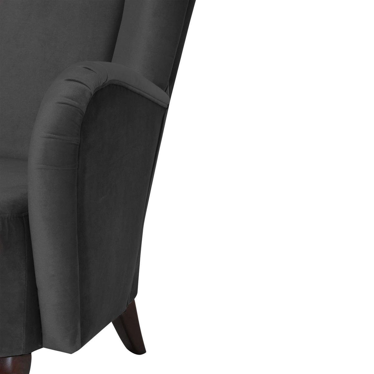 HOCHLEHNSESSEL Kailey Bezug Samtvelours Buche nussbaum dunkel / anthrazit - Anthrazit, Kunststoff (96/122/89cm) - 58aufmkessel