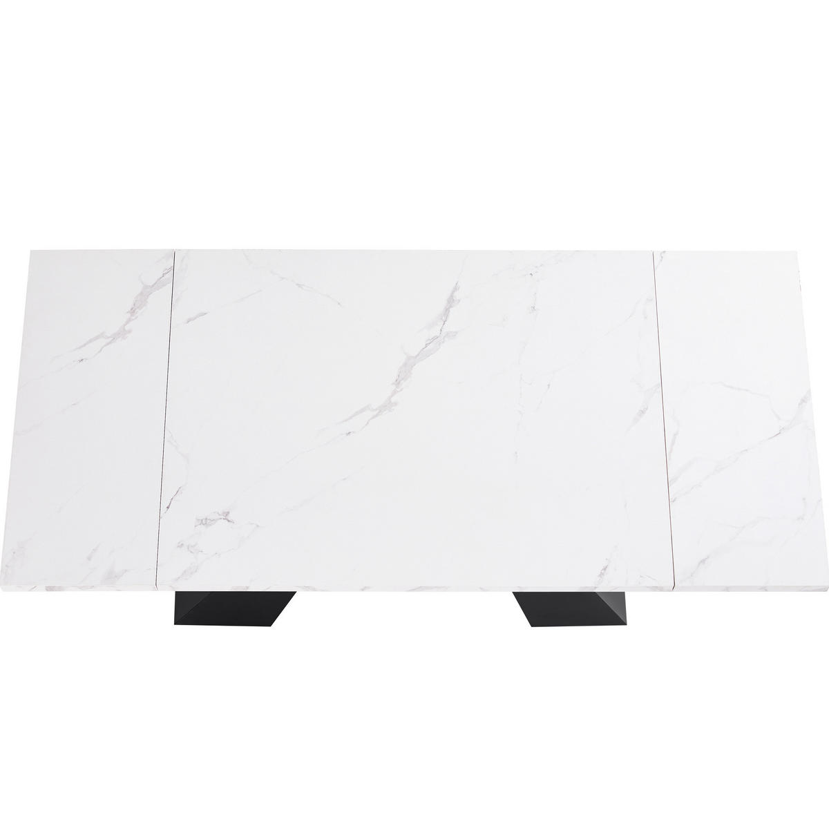 JÍDELNÍ stůl 99-159/74/77 cm bílý z MDF a kovu s rozkládací deskou - bílá, kompozitní dřevo (159/74/77cm) - OKWISH