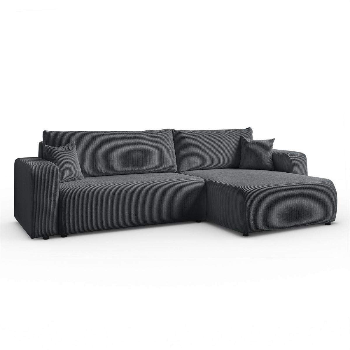 ECKSOFA Gepolstertes PRESTIGE XL mit Schlaffunktion und Bettkasten, Poso 34 - Dunkelgrau, Textil (277/143cm) - Lookway