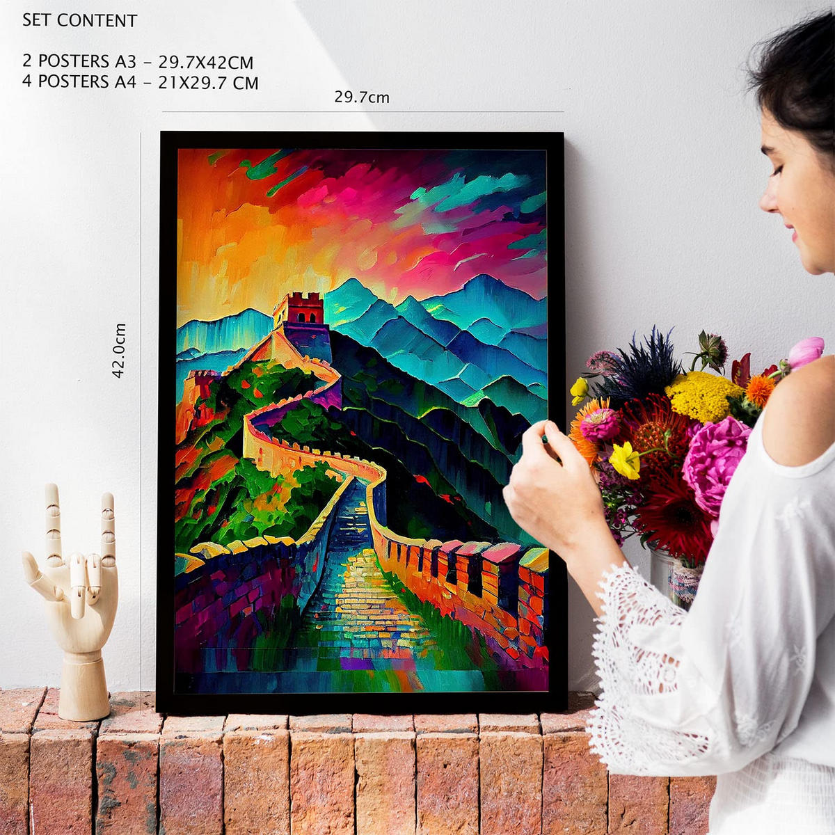 POSTER Set Mit 6 Weg Im Ölgemälde Stil A3 & A4 Schwarzer Rahmen - Schwarz, Papier (29/3cm) - Nacnic