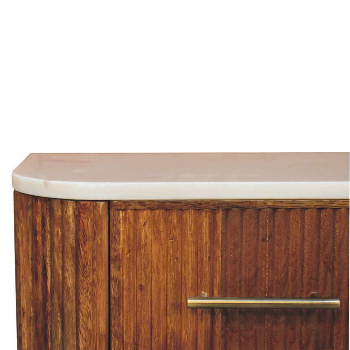 NACHTTISCH mit Golden-Teak-Finish, Marmorplatte oben, 1 Schublade, braun - Braun, Naturmaterialien/Holz (44/20/31cm) - Artisan Furniture