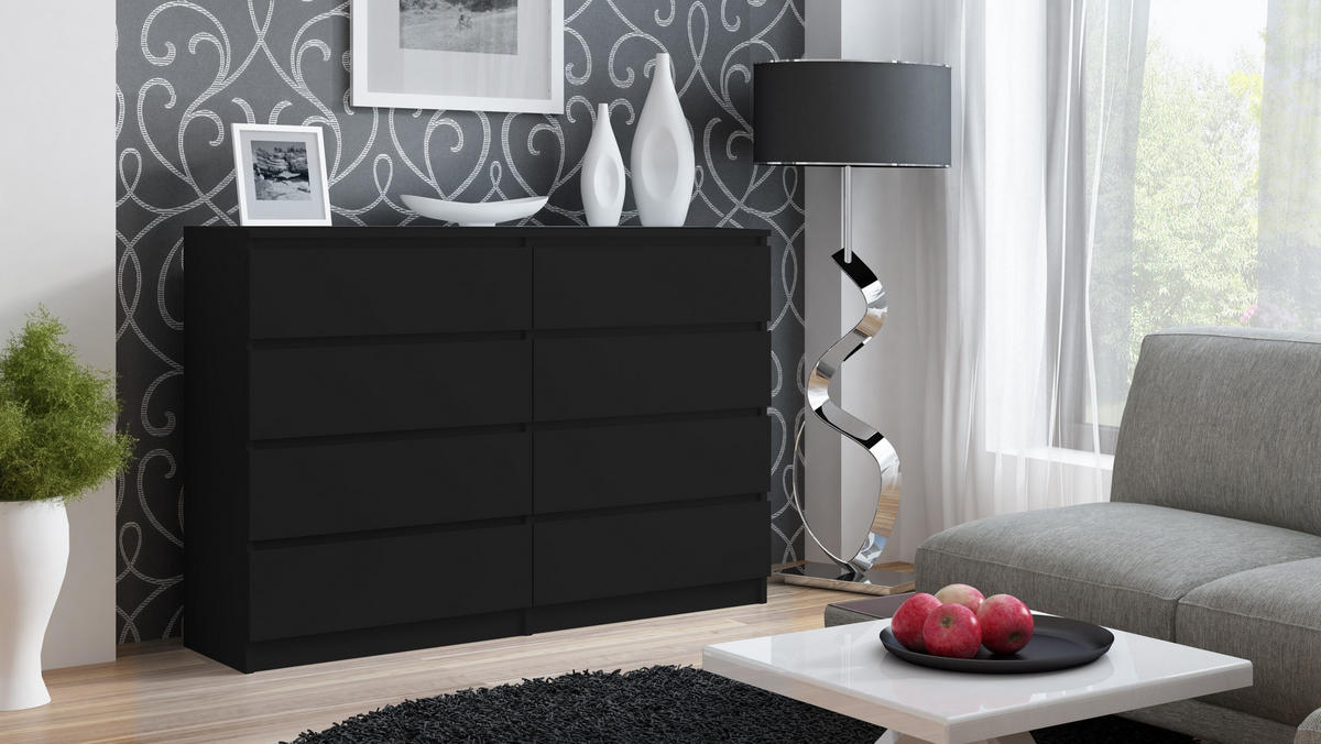 KOMMODE MALWA M8 140 - SCHWARZ - Schwarz, Holzwerkstoff (138/97/40cm) - CDF