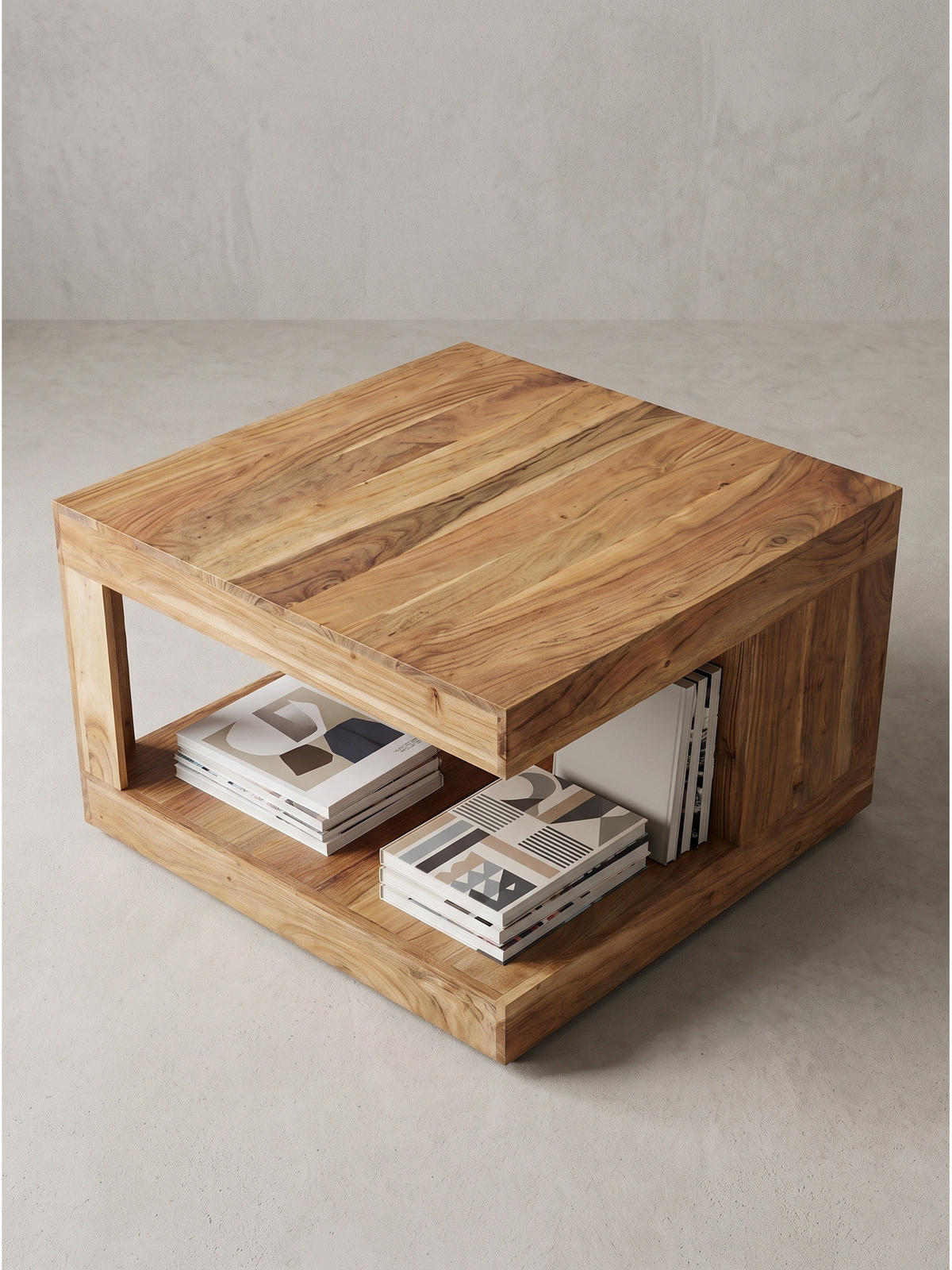 SOFATISCH NAREW, Akazie Massivholz, Akazie-Natur, 60 x 60 x 39,5 cm - Braun, Akazienholz/Holz (60/60/39.5cm) - KADIMA DESIGN